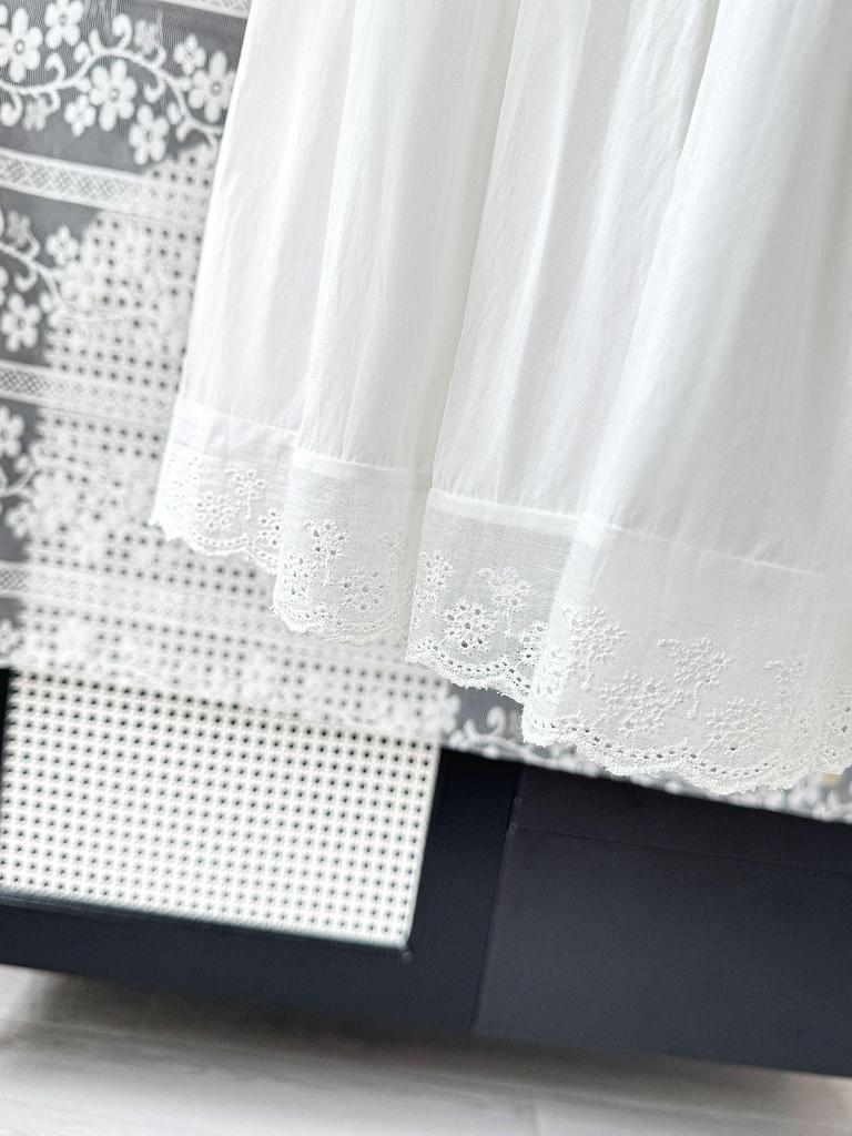 Elegant Hollow Lace Embroidery Patchwork High-Waisted A-Line Midi Skirt - 2026 Versatile Women's Fashion in White