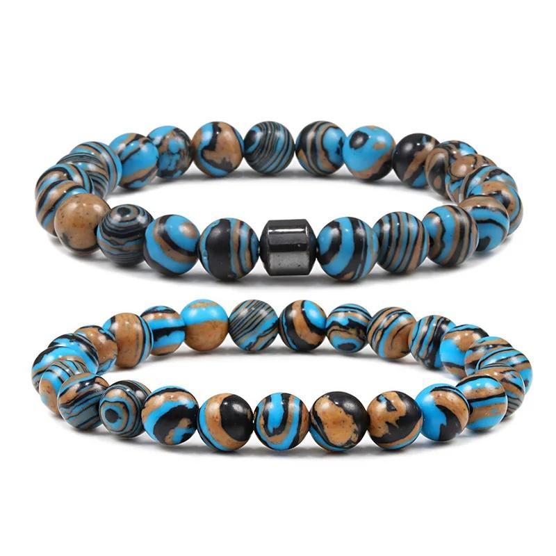 Malachite Beaded Bracelet Cylinder Natural Stone Bracelets High Quality Energy Bangle Classic Strand Jewelry Pulsera