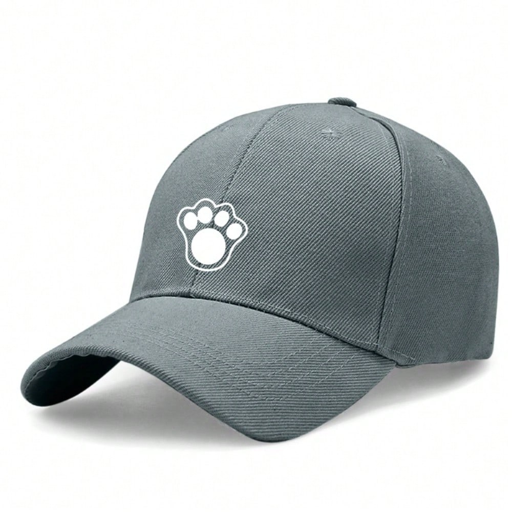 [Cute Paw Print Baseball Cap] Adorable Unisex Paw Print Light Beige Polyester Adjustable Breathable Curved Brim Hat, Pet Lover Gift for Daily Wear