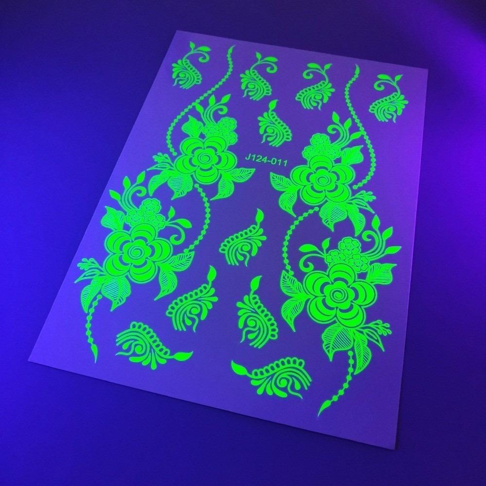 Water Transfer Decals Henna Temporary Tattoo Fake Luminous Body Art Sticker  Music Festival