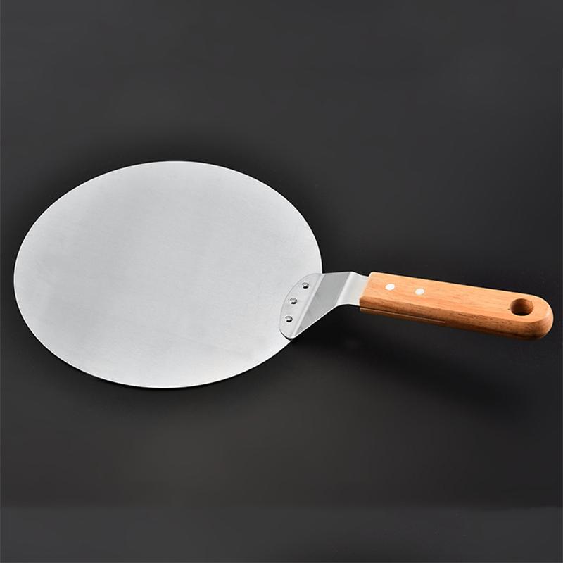 Round Cake Pizza Shovel 10 Inch Stainless Steel Wooden Handle Home Baking Cutter