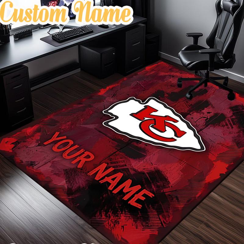 Custom Name Chiefs Helmet  Rug, Office Rug, Chair Rug, Carpet for Living Rooms, Doormat Game Rug Home Decor Christmas Gifts