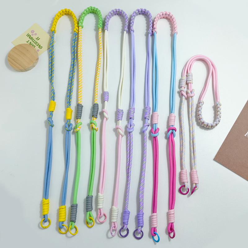 Huayang Customizable Color Block Hand-Woven Phone Lanyard & Water Bottle Chain Accessories