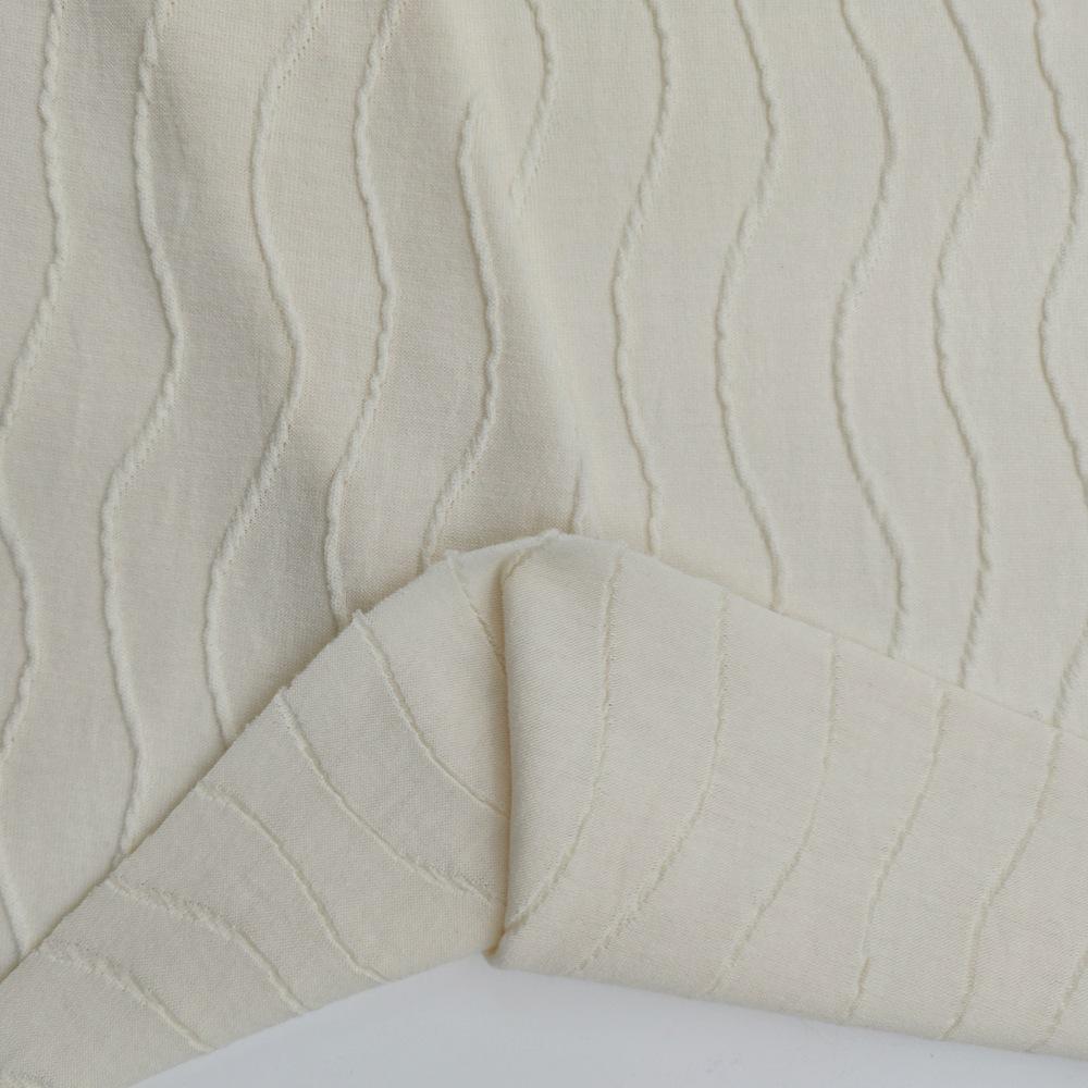 280g Knitted TR Stretch Jacquard Wave & Vertical Stripe Single-Sided Fabric for Casual T-Shirts & Dresses.