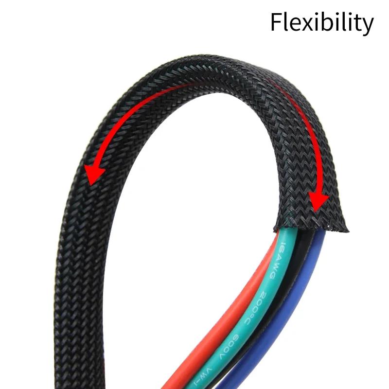 1/5/10M High Density PET Braided Expandable Sleeve 2 4 6 8 10 12 14 16 20 25 30 40 50 60mm Wire Wrap Insulated Protector Sheath