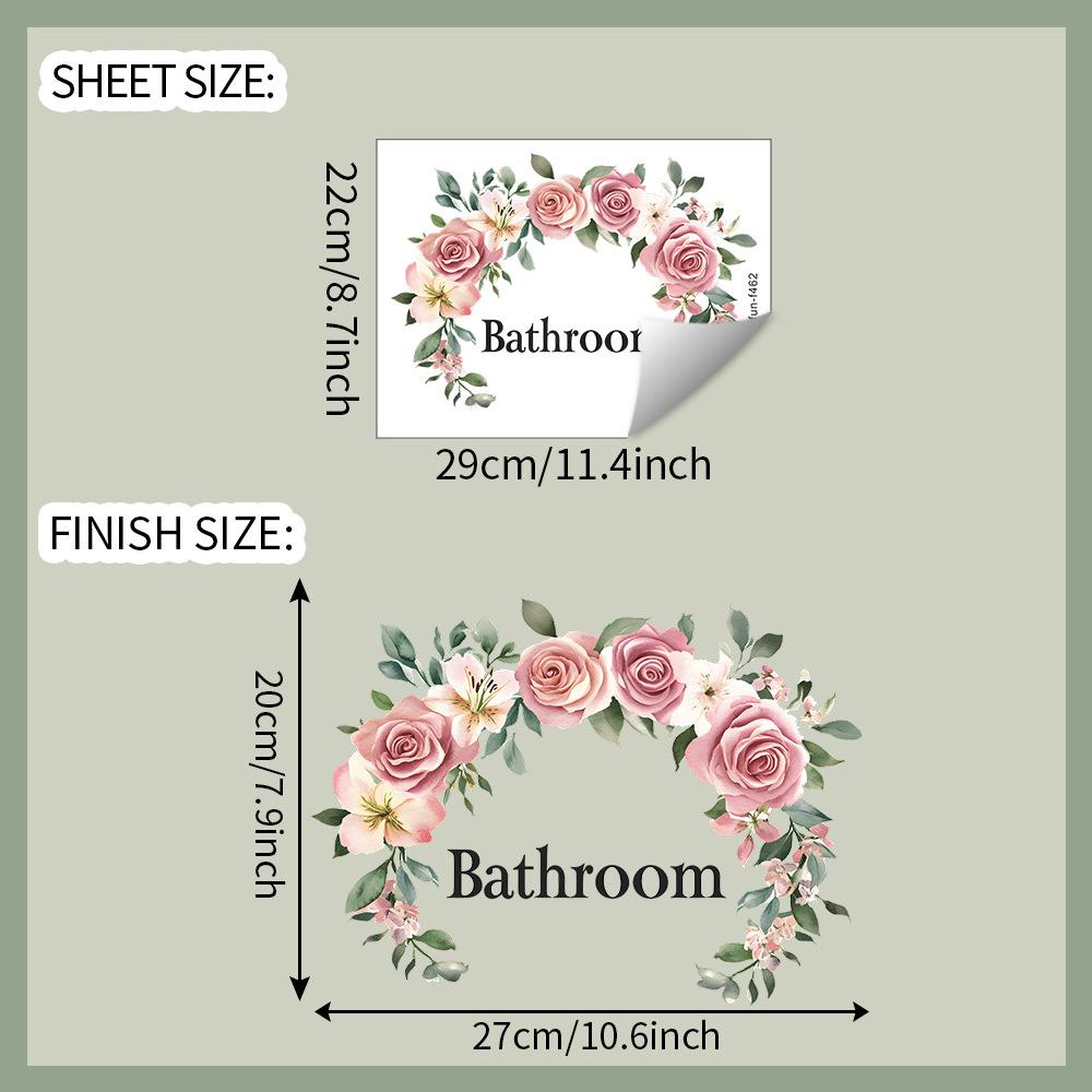 English Slogan Rose Bathroom Home Background, Beautification Wall Stickers