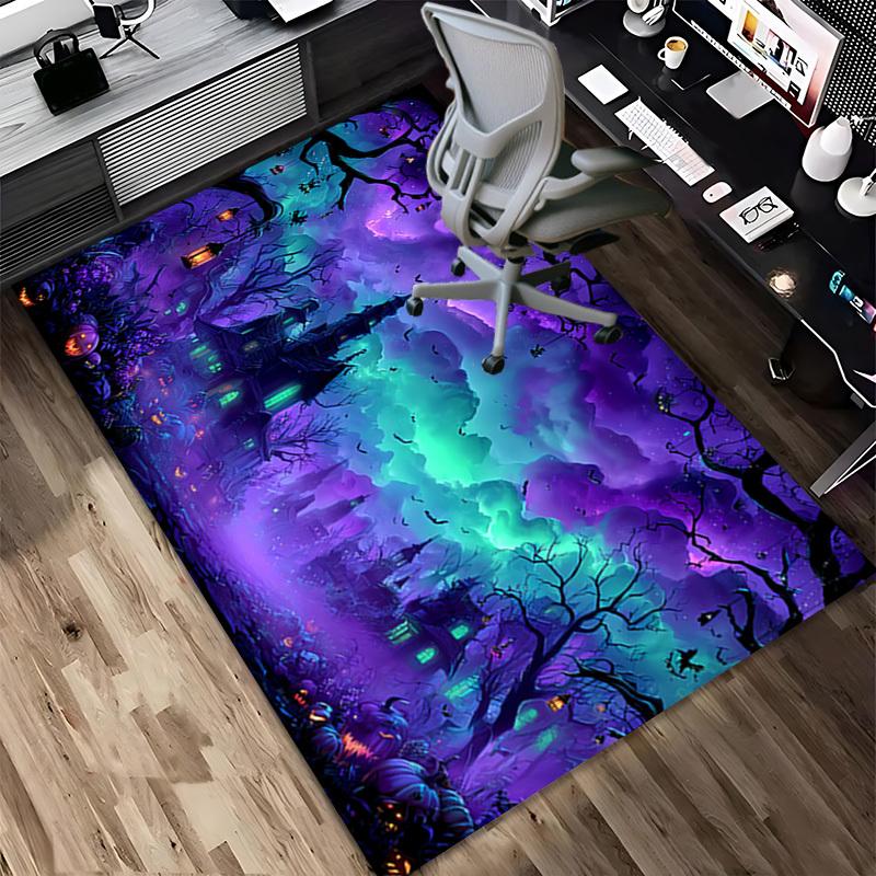 haunted house forest Crystal Velvet chair mat Area Rug - Non-Slip, Floor Mat, Office Desk Chair Rugs, Bedroom Decor.Christmas Gift-1106063