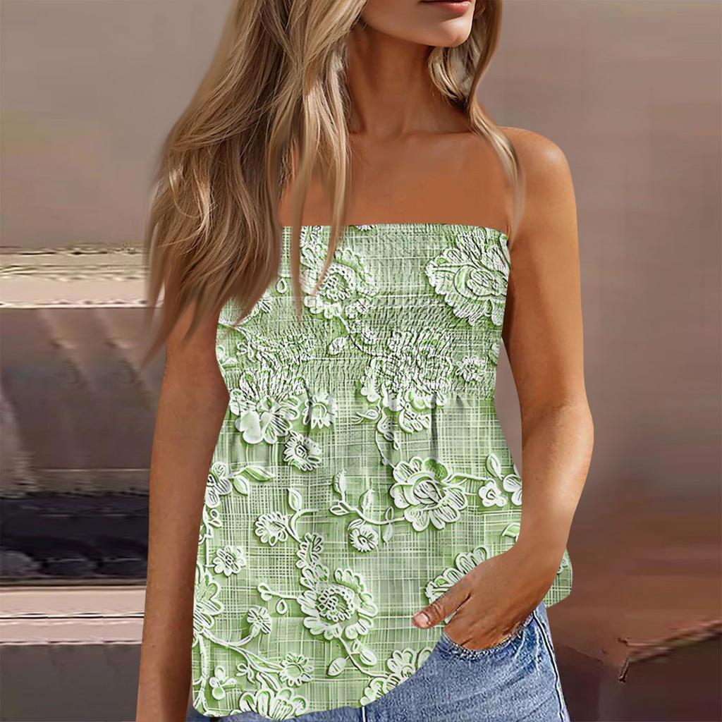 Trubkové topy pro ženy, roztomilé sexy tričko bez rukávů s potiskem mimo rameno