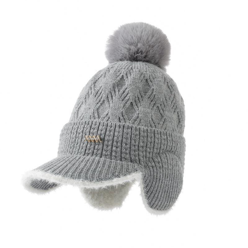 New Fleece Thickened Knitted Cap Women's Autumn and Winter Ear Bag Warm Wool Baseball Cap