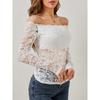 Pure Desire Spice One Line Neck Lace Top Women's New Sexy Slim V-neck with Elegant Off-the-shoulder Long Sleeve T-shirt