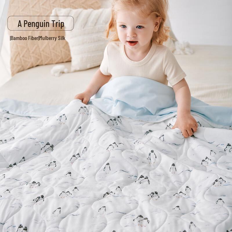 Children s Thickened Warm Dual-Use Zipper Quilt - Penguin Travel