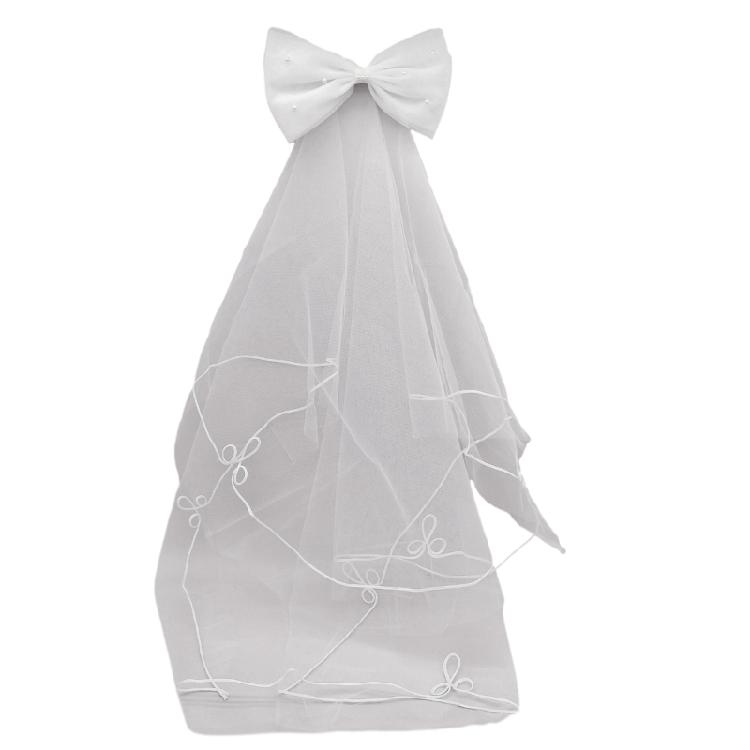 Flower Girl Veil Bow Veils with Hair Clip Wedding Hair Accessories White