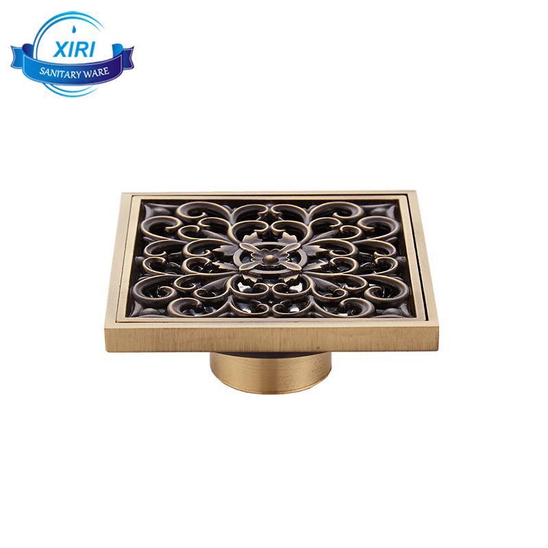 Antique Brass Floor Drain Bathroom Accessory Floor Drain FD-7002 (as the picture,Brass)
