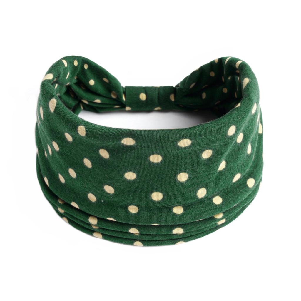 Wide Black Polka Dot Sports Headband for Women - Simple Elastic Fitness Style