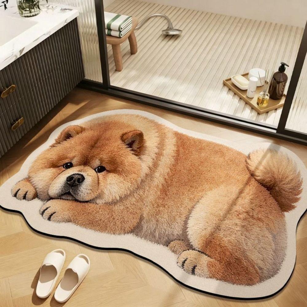 Pet Theme Rug Dog Shaped Rug Special-shaped Animal Floor Mat Cute Puppy Print Rug Bedroom Decor