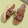 Roman Shoes Versatile Thick Soled Wedge Heel Cross Strap Height Increasing Casual Shoes Thick Soled Slippers