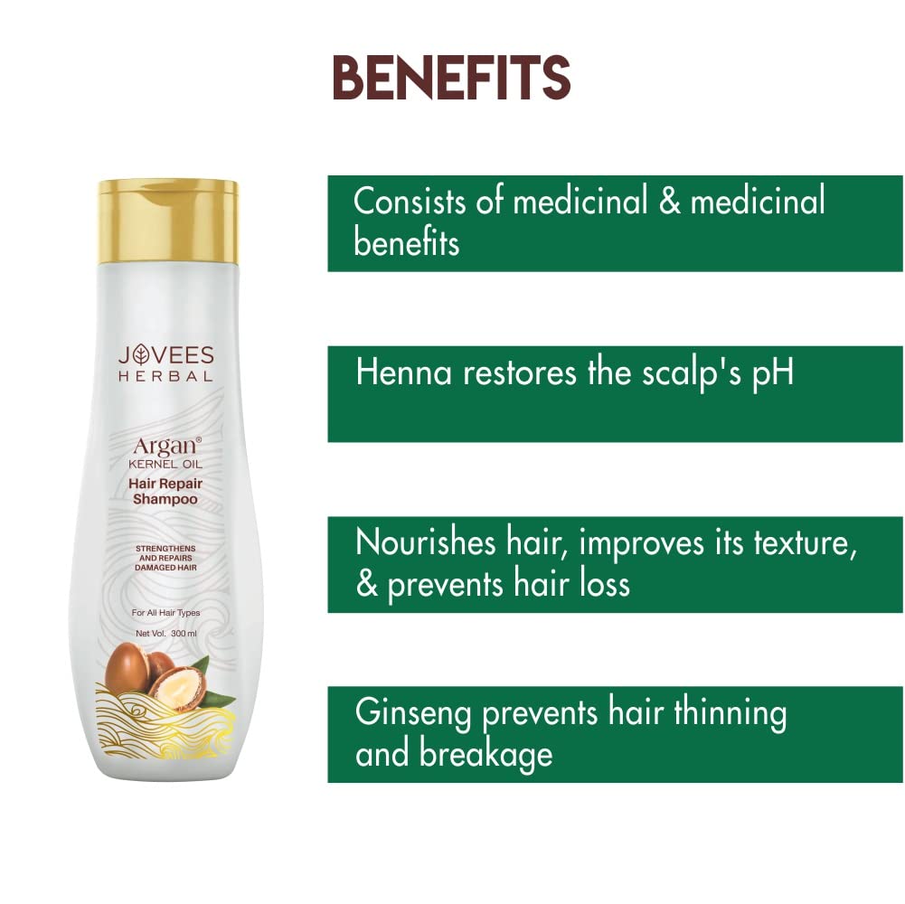 Jovees Herbal Argan Kernel Oil Shampoo 300ml For Hair Repair Strength & Frizz-Free All Hair Types