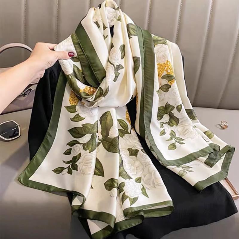 

Весенний стиль Женский шелковый шарф с принтом - Пляжное полотенце и шаль от солнца с дизайном парчи Лицзян. 180x90 cm