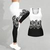 Retro Flower Printed Yoga Outfit for Women Fashion Workout Leggings Fitness Sports Casual Yoga Set Sports Suit