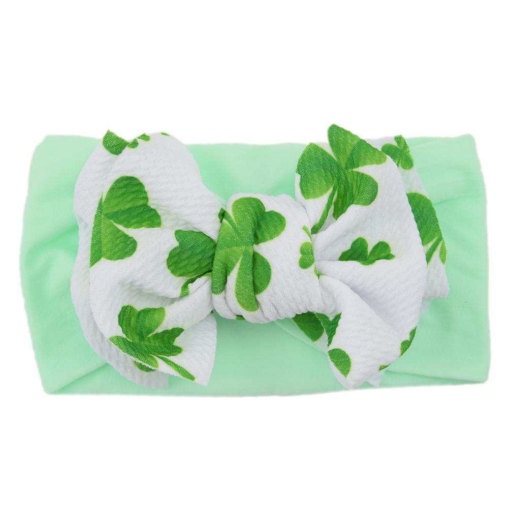 Children'S Printed Large Bow Nylon Headband Soft Elastic Hair Accessories Baby Headgear Baby Stockings Headband