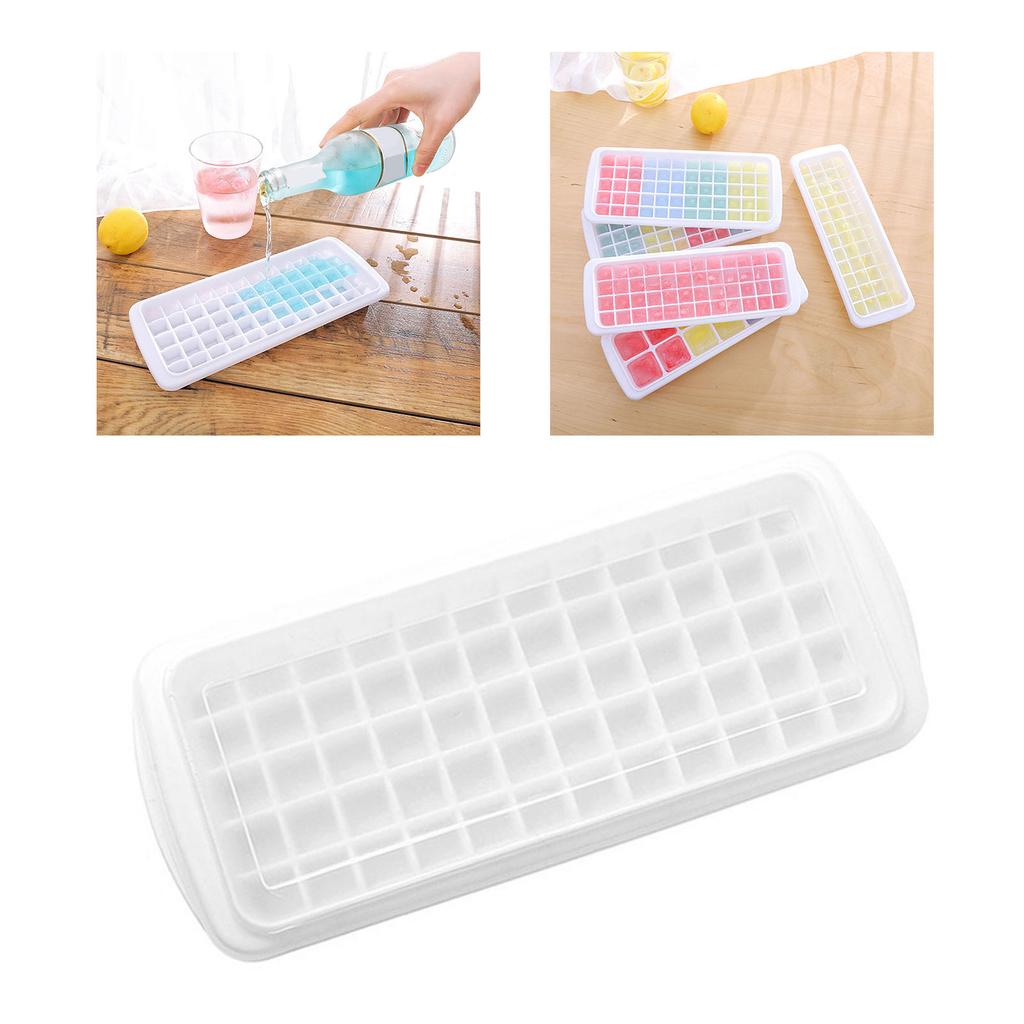 60 Grids DIY Ice Cube Tray Pressing Demoulding Silicone Ice Mould with Lid for Home White