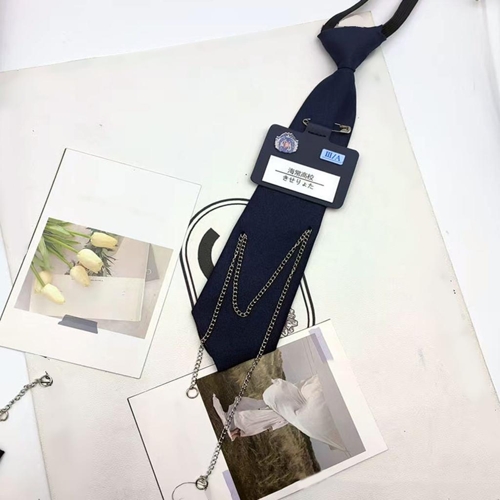 Uniform Black Ties For Janpanese JK Uniform Cosplay Accessory Neckwear Jk Seifuku Cute Anime Necktie with Metal Chain