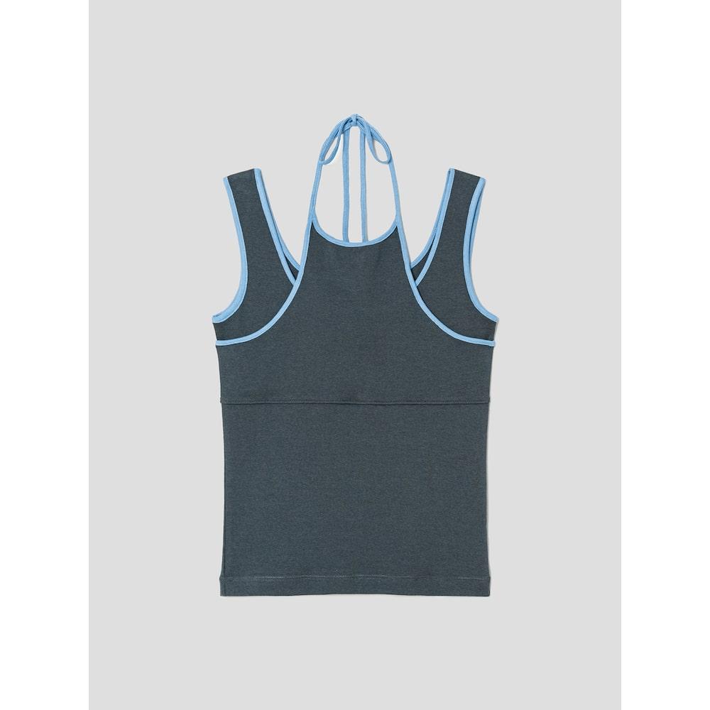 Saendeusaundeu (Women) String Layered Sleeveless Charcoal