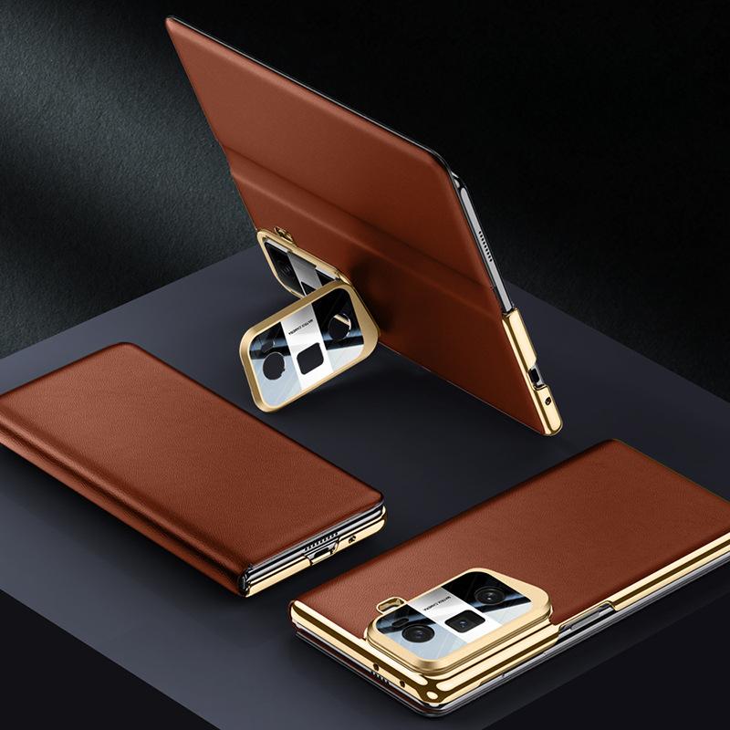 

Подходит для чехла для мобильного телефона Honor MagicVS3, откидной чехол с кронштейном для объектива, деловой, полностью закрывающий, противоударный, однотонный кожаный чехол Honorvs3 Honor Magic Vs3