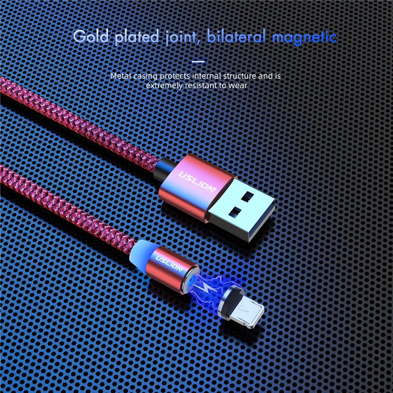 USLION 2M Magnetic Micro USB Cable For iPhone Type-c Charging Charge Magnet Charger USB Type C Cable