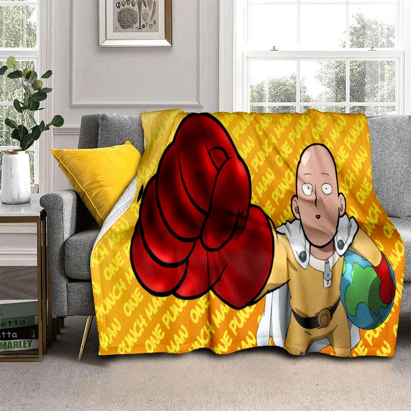 3D One Punch Man Saitama Cartoon Anime Soft Blanket,Soft Throw Blanket for Home Bedroom Bed Sofa Travel Cover Child Gift