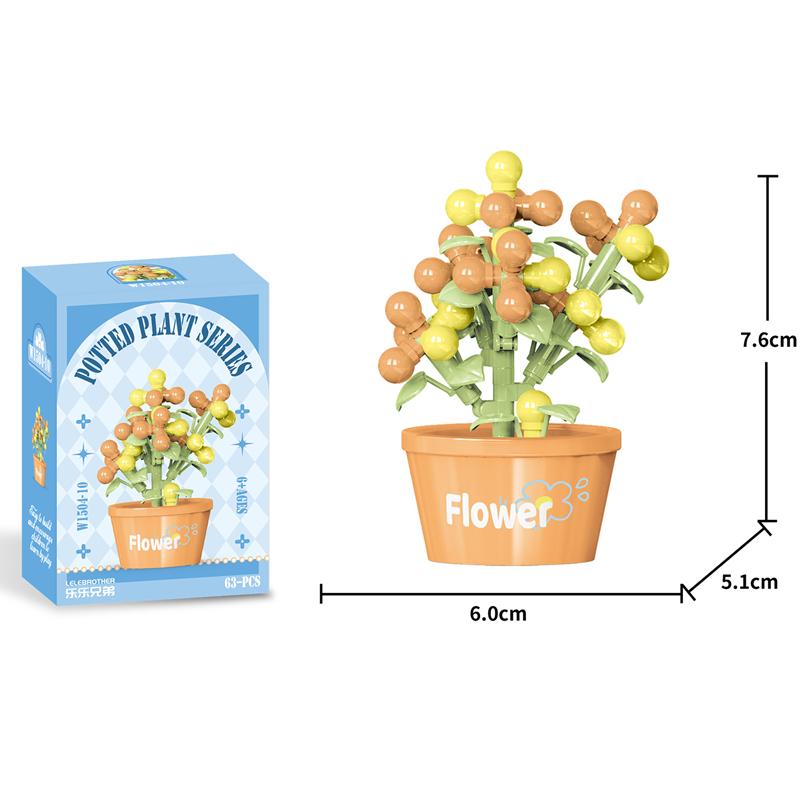 Creative Immortal Flowers Building Block Succulent Pot Ornament Kids Birthday Gift Casual Puzzle Toy