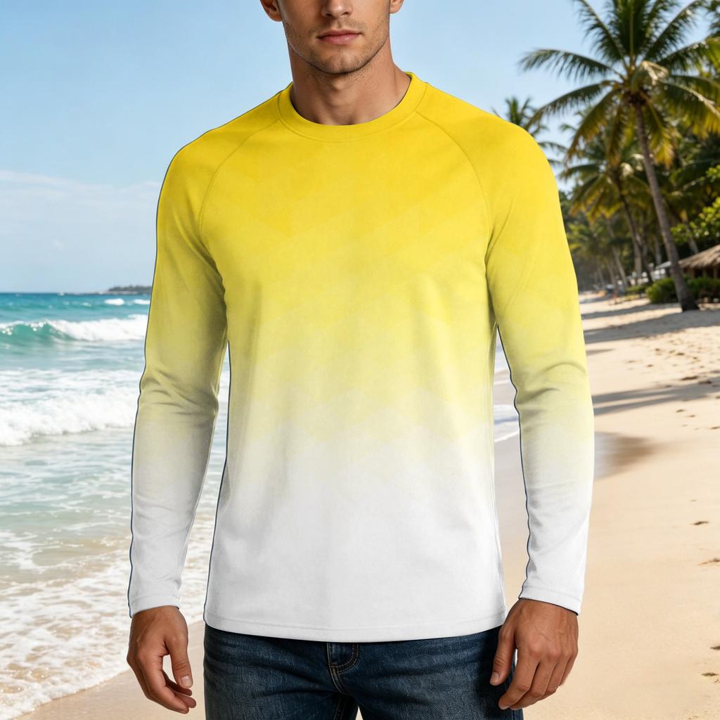 Men's UPF50+ Sun Protection Long Sleeve Shirt Stretch Outdoor Sports Performance Top Lightweight Breathable Fabric