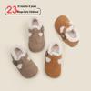 Infant Toddler Fleece-Lined Birkenstocks, Soft Sole Korean Leather Shoes, Girls' Cotton Winter Shoes