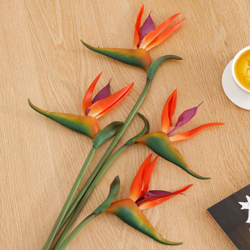 Soft Rubber Bird of Paradise Artificial Flower Single Stem for Home Decoration and Green Plant Arrangements