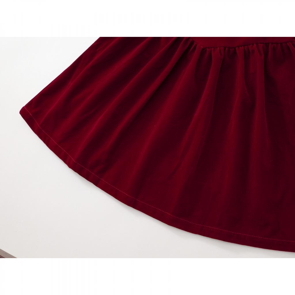 Mädchen Samt Ärmelloses Kleid 2024 Herbst Neu Baby Koreanisch Rot A-Linie Prinzessinnenkleid