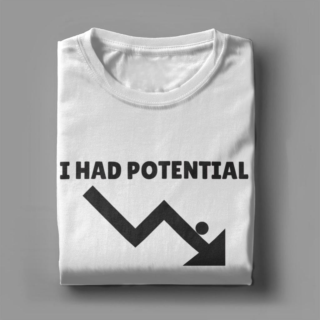 Oversized T Shirt I Had Potential Cotton TShirts  Leisure Tshirt for Unisexs Summer Y2K Fun Pattern Short Sleeve Tees