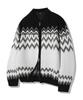 TRILLION Washable Nordic Jacquard Collar Neck 2-Way Zip-Up Knit [Black]