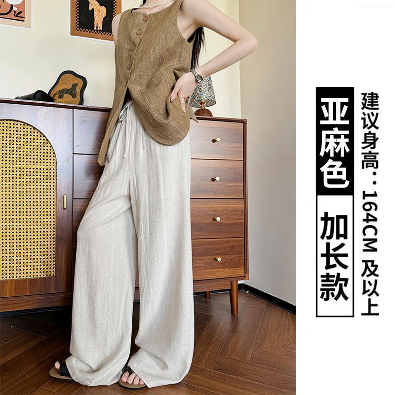 High-quality Linen Cotton Wide-leg Pants Women's Summer Thin Loose Straight Casual Pants Lazy and Thin High-waisted Yamamoto Floor-mopping Pants