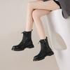 Krazing Pot Cow Skin Natural Fur Autumn Winter Shoes Thick Heels Western Boots Round Toe Keep Warm Lace Up Ankle Boots
