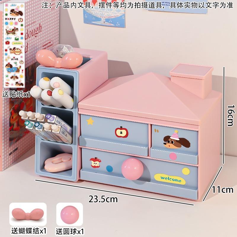 Aesthetic Multifunctional Divided Drawer Desktop Pen Holder Storage Organizer For Girls