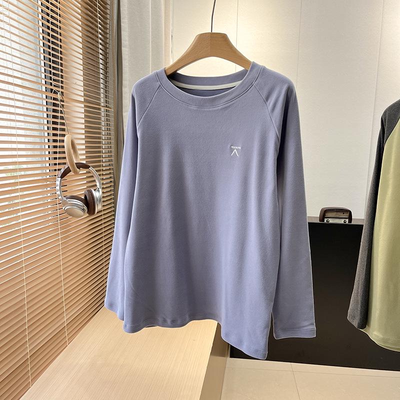 Unisex Outdoor Lightweight Color-Block Patchwork Round Neck Long Sleeve Fleece Base Layer T-Shirt
