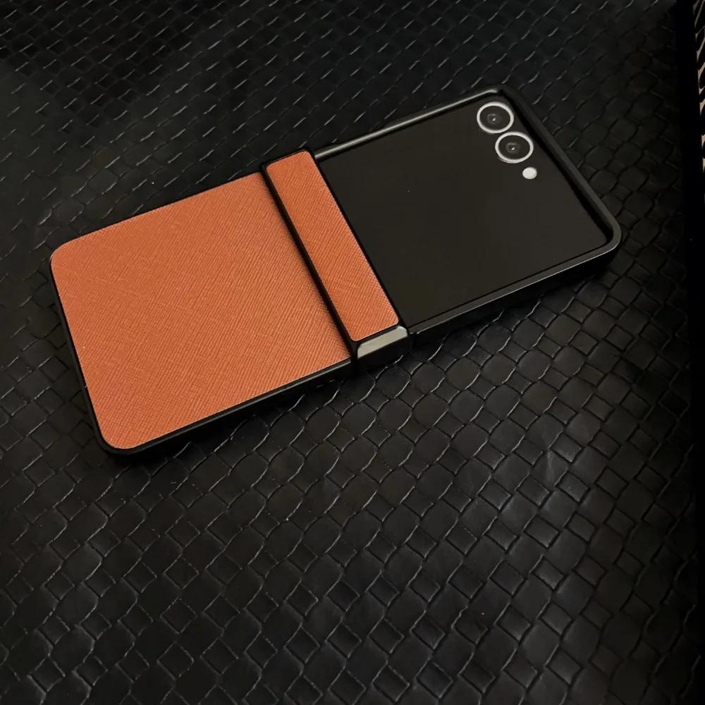 Luxury PU Leather Phone Case for Samsung Galaxy Z Flip 7 Fe 6 5 4 3 5G Hinge Protective Cover Durable Slim Fit