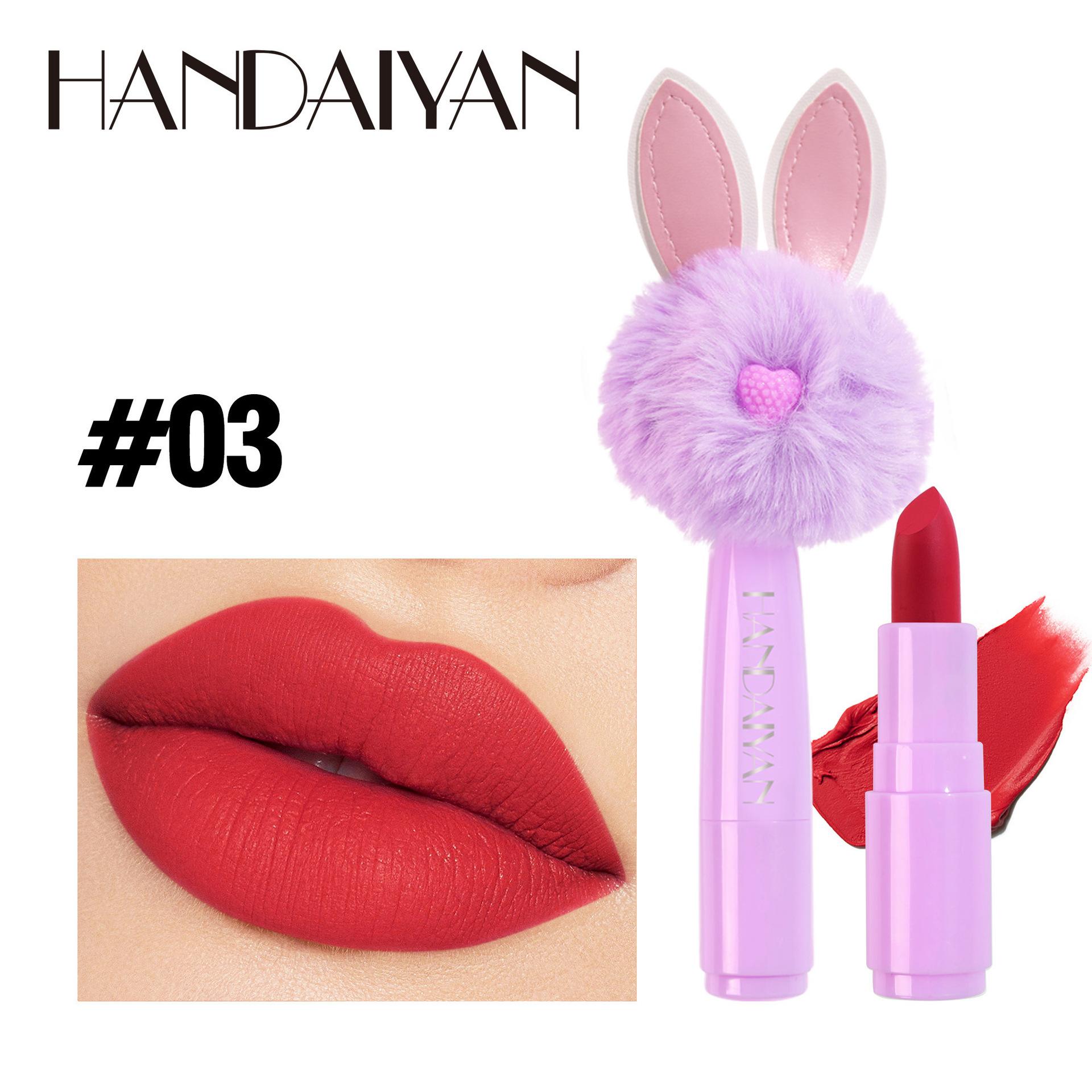 

HANDAIYAN Mist Matte Lipstick Red, долговечная увлажняющая мини-губная помада Konijn Down Head 03