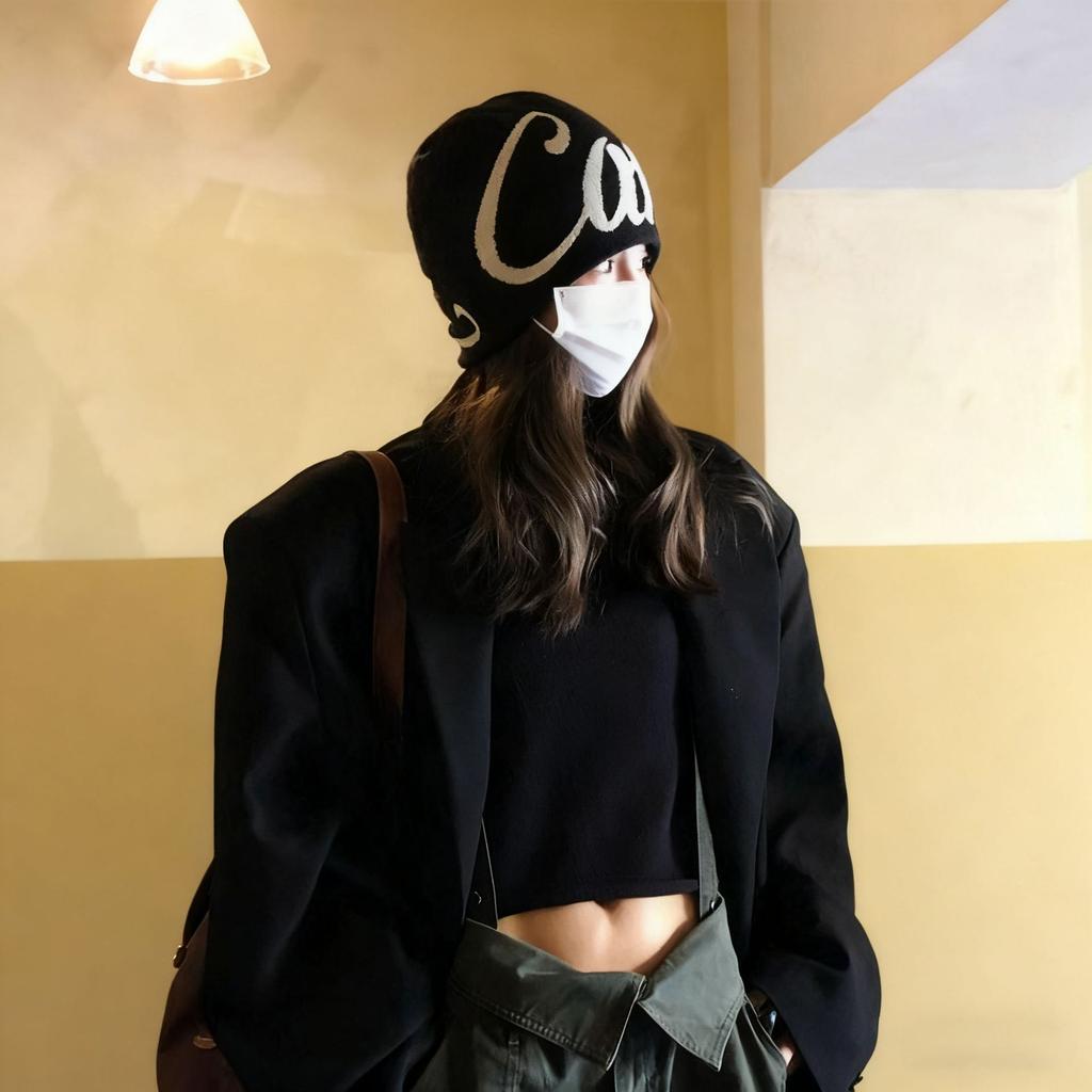 Double-sided Knitted Hat Men's and Women's Hip Hop American Street Alphabet Jacquard Skateboard Ear Protection Pullover Hat Cold Hat Tide