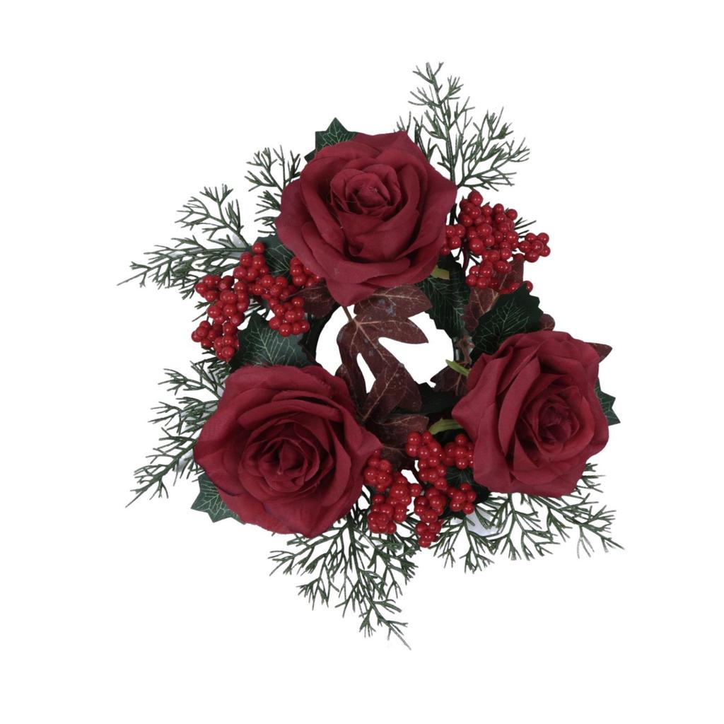 Christmas Candle Rings Wreath Table Centerpiece Farmhouse Inner Diameter 4" Home Decoration for Holiday Bedroom Ornaments