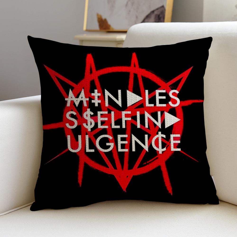 Edgy Mindless Self IndulgenceS Cushion Cover Breathable and Skin Friendly Linen Pillowcase Square Removable and Washable Cushion