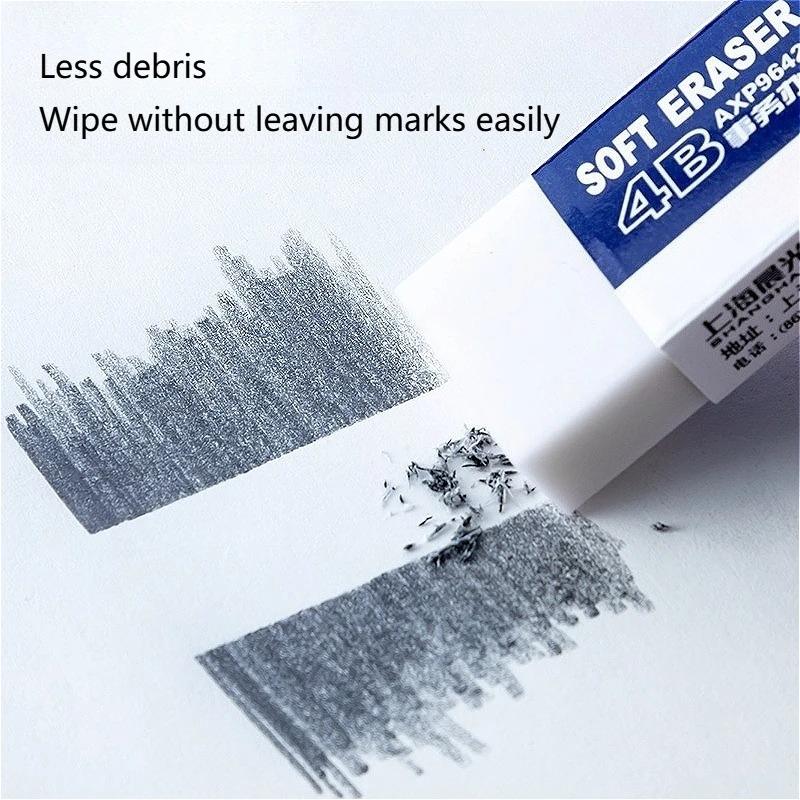 5pcs 4B Eraser Clean and Mess Free Student Exam Office Sketch Soft Eraser for Kids Correction Supplies Pencil Rubber Stationery
