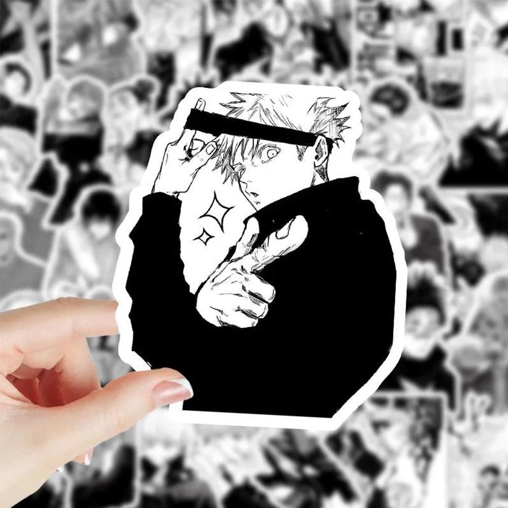 10/30/50/100pcs Black and White Anime Jujutsu Kaisen Stickers Japanese Cartoon Graffiti Decal DIY Guitar Skateboard Cool Sticker