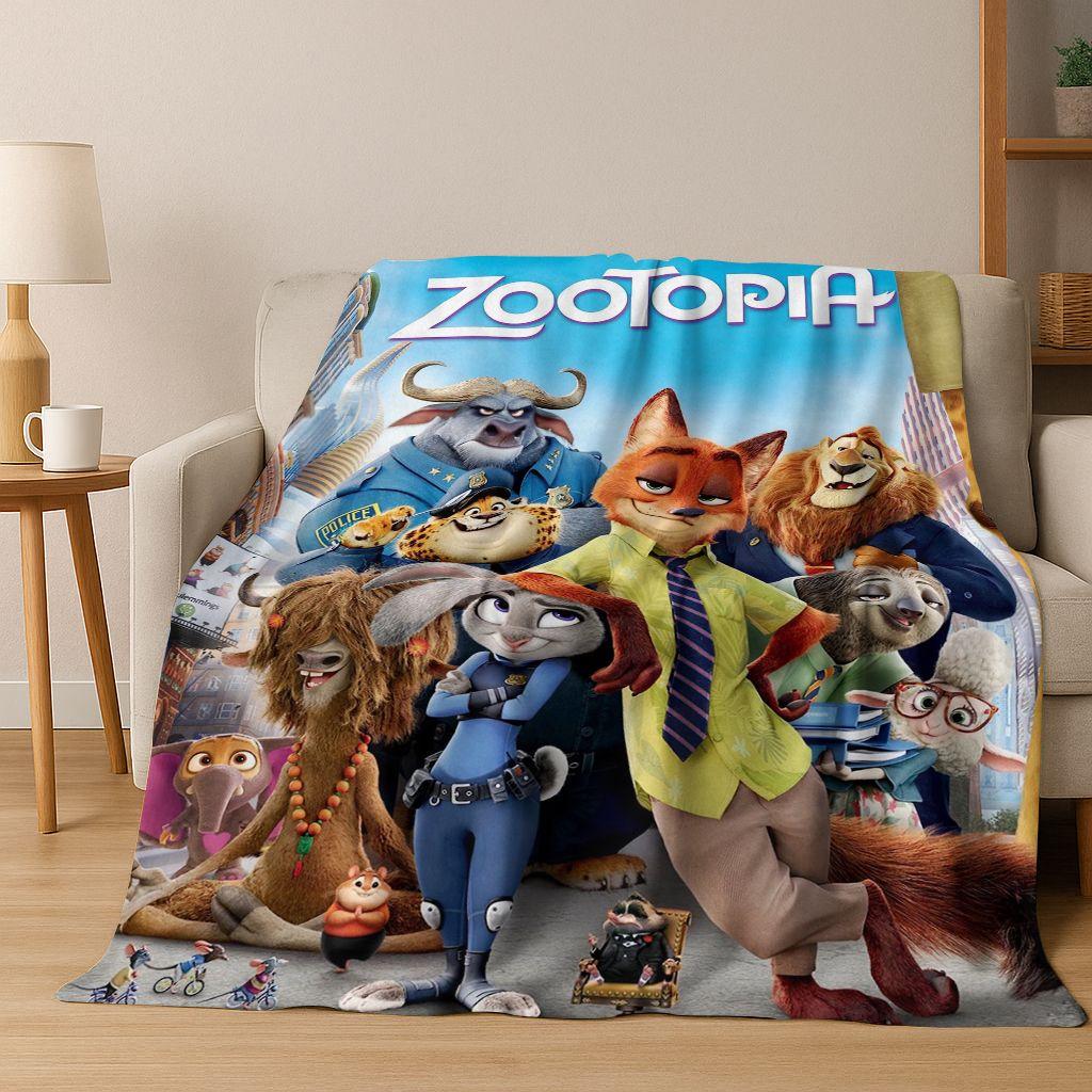 

2026 New Zootopia Judy Nick Cartoon Flannel Blanket,Warm and Cozy Soft Throw Blanket for Home Bedroom Bed Sofa Picnic Cover Gift 75x90cm