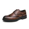 Brown Leather Shoes Autumn Brock Business Derby Shoes Height Up Casual British Soft-soled Wedding Groom Shoes